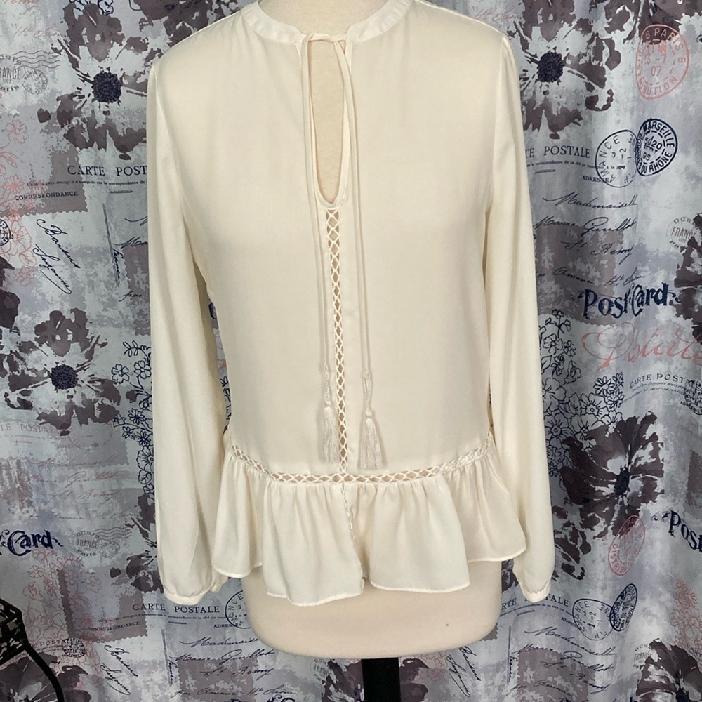 a.n.a Cream Peplum Blouse